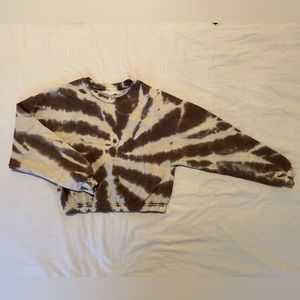 Tie-Dye Cropped Crew Neck Sweatshirt